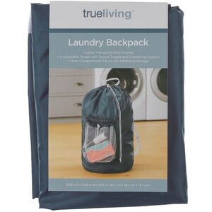 New True Living Blue Laundry Backpack Bag with Adjustable Strap (H-8)